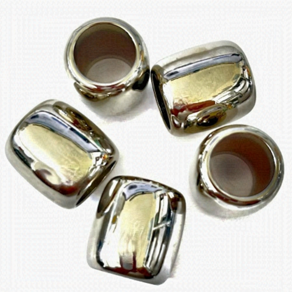 As Low As $2 Large Smooth CCB Platinum Barrel Scarf Tube Spacer Macrame 21mm (5)